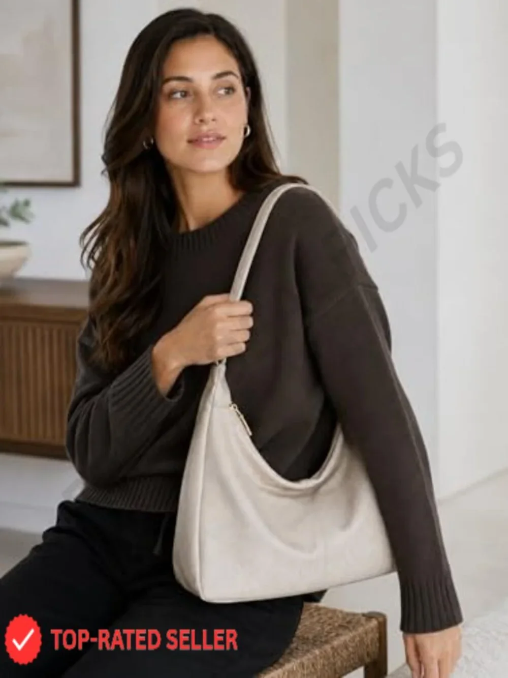 Slouchy Shoulder Bag for Women Foldable Crossbody Hobo Purse in PU Leather